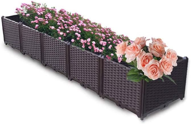 YSUEFIJO Planter Box Outdoor Raised, Raised Garden Bed for Vegetables, Garden Bed Kit Plastic, with Drainage Holes, for Flowers, Herbs, Fruits by WELCOMETOYSUEFIJO