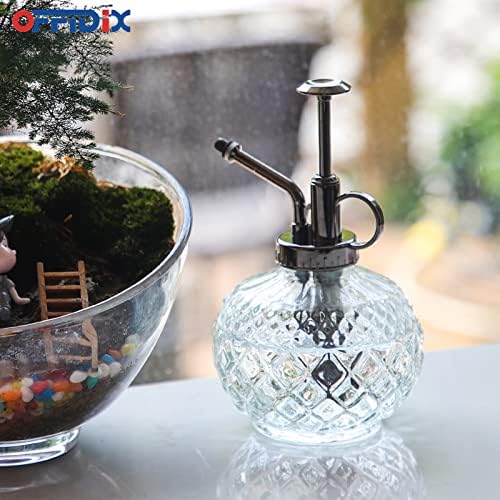 OFFIDIX Plant Mister, 300ML Vintage Glass Spray Bottle with Plastic Top Pump,Pressure Watering Can,Water Spray Bottle with Adjustable Nozzle - Image 5