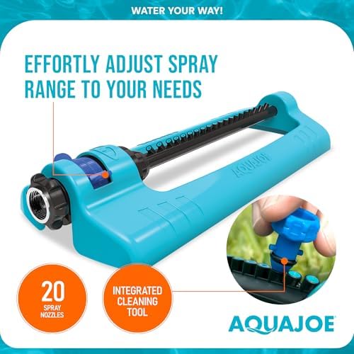 Aqua Joe Oscillating Sprinkler with Metal Ground Spike, Adjustable Spray Position Irrigator for 4400 Sq Ft Coverage Compatible with Garden Hoses - Image 6