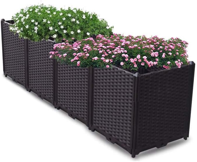 YSUEFIJO Raised Garden Bed Planter, Planters for Outdoor Plants, Elevated Garden Boxes Plant Pots, Grow Herbs and Vegetables Outdoors, Easy to Install by WELCOMETOYSUEFIJO