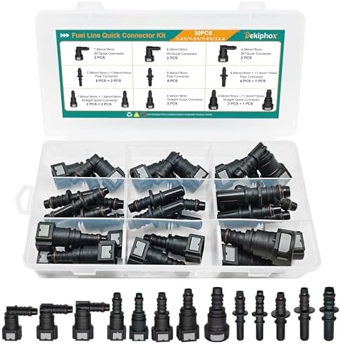 Fuel Line Quick Connect Fittings, 30pcs Fuel Line Repair Kit, 13 Size by Dekiphox