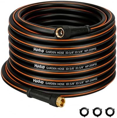 Heavy Duty Hybrid Rubber Garden Hose 50FT, 5/8", Water Hose for Outside by HODUPdirect