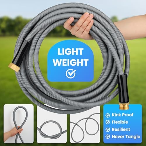 2025 Upgraded Garden Hose,And Carry Strap Non-Expanding Premium Quality Flexible Ultra-Light Water Hose with Fabric Skin Hose for Commercial Residential Use With 10 Spray Nozzle (100FT) - Image 2