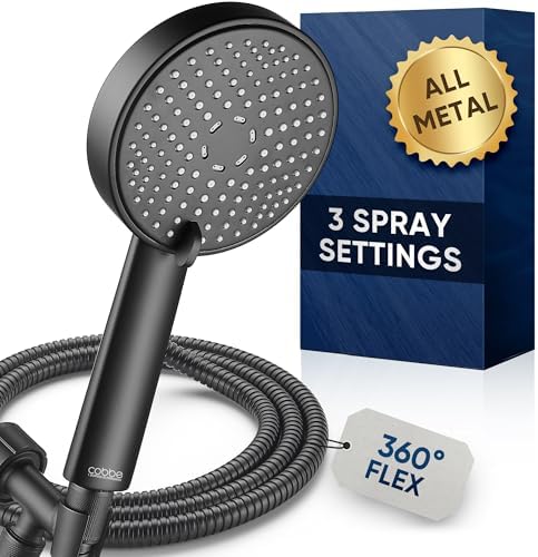 Cobbe® All Metal Handheld Shower Head, 3 Spray Settings, 1.8GPM by Cobbe