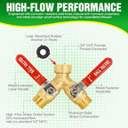 Brass Garden Hose Splitter 2 Way Heavy Duty with Metal Extended Handle - Image 2