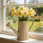 Vintage Distressed Gold Flower & Garden Watering Can, Decorative Metal Watering Pot Planter for Home Patio Backyard Outdoor Plant Care, Rustic Farmhouse Home Decor Accent - Image 5