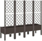 Garden Planter Box with Trellis Brown PP Rattan Look 63 Inch - Image 5