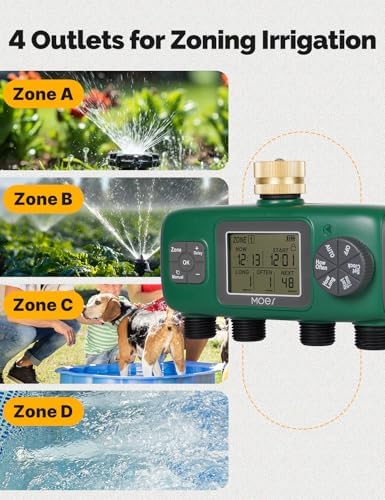 MOES 4 Zone Sprinkler Timer for Garden Hose,Brass Inlet Water Timer - Image 3