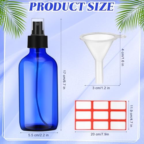 Norme 12 Pcs 8 oz Glass Spray Bottles, Funnels and Labels, Blue, Stylish - Image 2