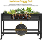 DWVO Raised Garden Bed HDPE with Wheels 47x18x31in Weather-Resistant Poly Wood Raised Planter Box Outdoor with Legs, Elevated Planter Box for Patio Balcony Backyard, Black - Image 2