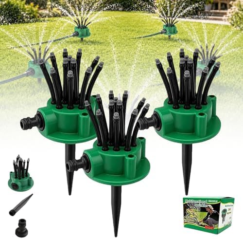 360°Coverage Precision Garden Irrigation Sprinkler, Adjustable Water Saving System Heavy Duty Spike Base, multidirectional lawn sprinkler Stable Rotating Water with Wide Coverage for Yard (3 PCS) by Unknown