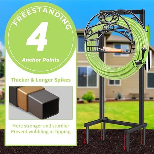TomCare Garden Hose Holder, 4 Spikes Water Hose Hanger for 160FT Hose - Image 4