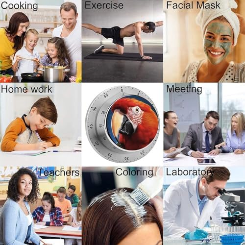 Mechanical Kitchen Timers for Cooking,Animal Mouth Printed 60 Minute Magnetic Countdown Timer,Cute Cooking Timers with Alarm,Stainless Steel Time Timer Manual No Batteries Required - Image 5