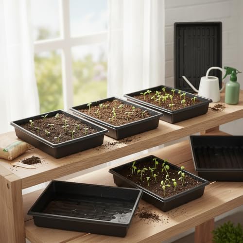Plant Germination Trays, 10-Pack Solid Bottom Seedling Trays for Indoor Gardening and Bottom Watering, 17.3 x 11.4 Inches (Set of 10) - Image 2