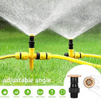360° Rotation Auto Irrigation System Garden Lawn Sprinkler Patio, Sprinkler System Kit for Lawn, Adjustable Garden Yard Lawn Water Sprinkler with 50FT Sprinkler Hose and 6 Quick Connectors (3 PCS) - Image 4