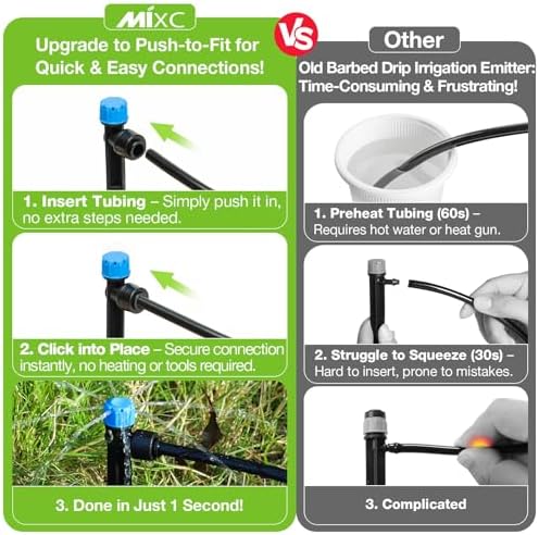 MIXC 100Pcs Drip Irrigation Emitters, Quick Push-to-Fit Connect Drip Stream - Image 2