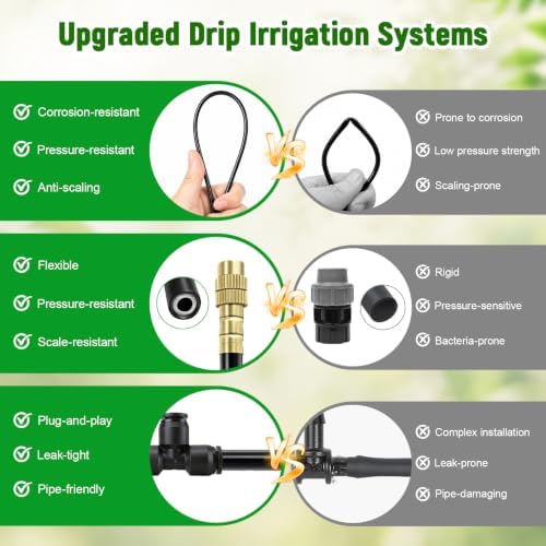 100FT Drip Irrigation System Kit with 360° Adjustable Copper Nozzles, Automatic Garden Watering System, Sprinkler Misting System for Garden, Greenhouse, Lawn, Raised Beds, Potted Plants (100FT) - Image 5