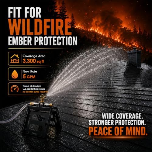 Rooftop Sprinkler for Wildfire Ember Protection, Up to 3300 Sq Ft - Image 2