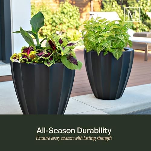 Mayne Sedona 18in Self-Watering Round Planter, Black - Image 5
