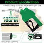 3/4" NPT Fuel Nozzle & Hose Swivel, Auto Shut Off Diesel Fuel Transfer Nozzle, 3-speed Latch Max Flow 16 GPM, Automatic Fuel Nozzle Used for Gasoline, Diesel, Biodiesel, Kerosene - Image 2