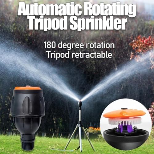 Rotating Tripod Sprinkler, 360 Degree Automatic Rotating Irrigation Watering Sprinkler, Large Area Telescopic Tripod Sprinkler for Patio Lawns - Image 4