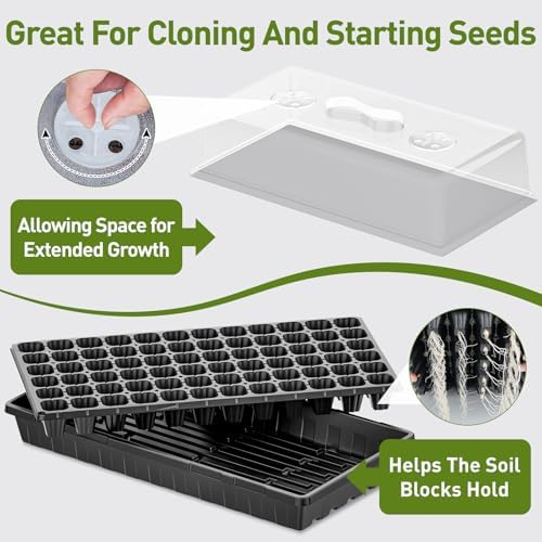 ZJP 5-Pack Seed Starter Trays Set – Includes 1020 Trays (No Holes) + 72-Cell Deep Plug Trays (2.44" Deep) + 5" Clear Humidity Domes for Vegetables, Herbs, Flowers - Image 3