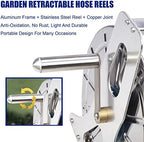 Garden Hose Holder Hose Reel Tool, Wall/Floor Mounted Water Hose Hanger, Retractable Hose Reel Butler Holder Hand Crank Swivel Bracket, Stainless Steel Organizer Water Hose Storage Stand - Image 4