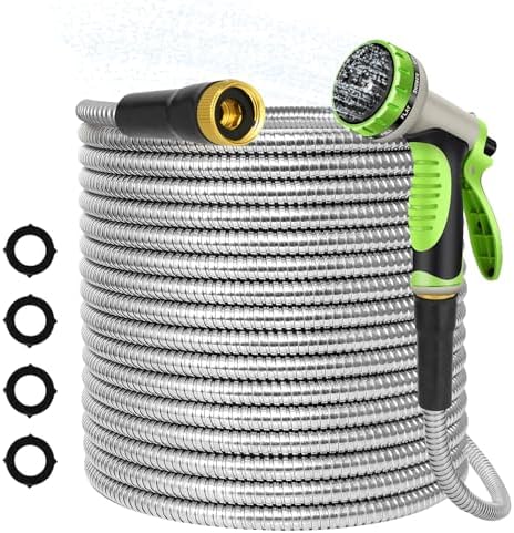Stainless Steel Metal 25FT Garden Hose Lightweight, Puncture & Rust Proof Heavy Duty Water Hose for Yard, RV, Garden, Outdoor by Unknown