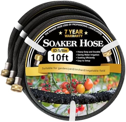Hopegiver 5/8’’ Soaker Hose 10 ft 3-Pack with Solid Brass Fitting by HOPEGIVER