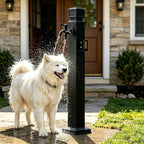 Stainless Steel Garden Water Column Faucet, Freestanding Outdoor Tap Hose Stand, Black Square Floor Mount Water Post for Yard Lawn Poolside(B,Height: 95cm/37.4in) by Lonmrrton
