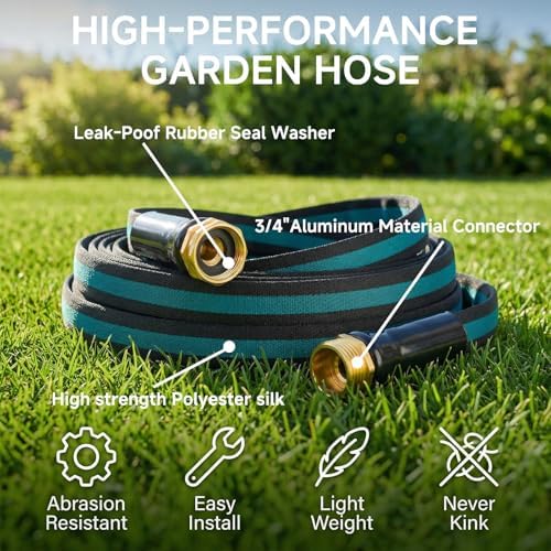 100 ft Garden Hose - Ultralight Kink-Free Flexible Non-Expanding High-Pressure Water Hose with Solid Brass Fittings for Lawn, Yard, Patio and Car Wash - Image 3