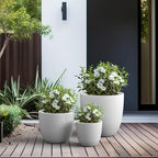 Kante 18",14",10" Dia Concrete Round Planters (Set of 3), Outdoor Indoor Large Planter Pots with Drainage Hole for Home Patio Garden, Pure White - Image 4