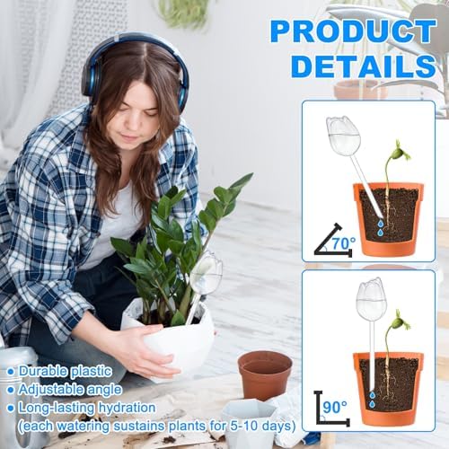 M METERXITY 4-Pack Plant Watering Globes, 9.4 Inch Plastic Self Watering Planter Insert for Indoor/Outdoor Plants, Self Water Devices [Transparent] - Image 4