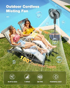 Outdoor Misting Fan for Outside, 12-Inch 20000mAh Portable Water Cooling Fan for Patios Bedroom, 2 In 1 Standing & Tabletop Oscillating Fans with Mister Kit, Mist Fans with Remote/Spray/7 Gear/Timer - Image 3