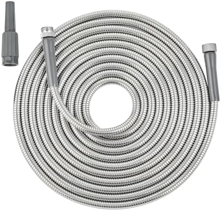 SKYWARD 304 Stainless Steel Lightweight Durable Garden Hose with Female to Male Metal Connector,Flexible, Leak-Proof,Easy to Use & Store Water Hose, High Water Flow (30ft) by Skyward