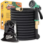 Flexi Hose Plus Expandable Garden Hose with 8 Function Nozzle, 150FT - Lightweight Retractable Garden Hose, Water Hose - No-Kink Flexibility, 3/4 Inch Solid Brass Fittings Includes Hook & Bag by FlexiHose