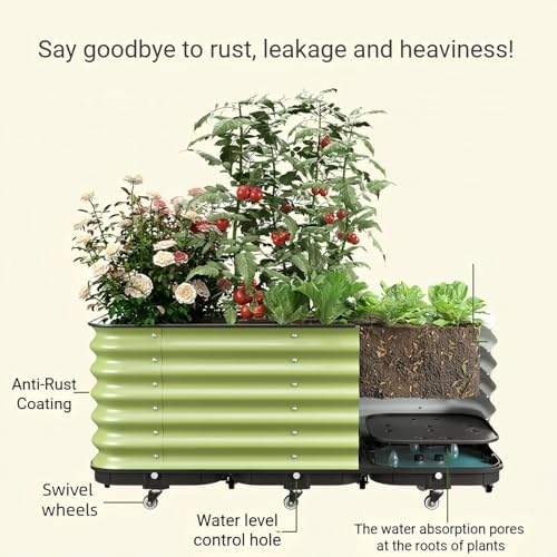 Patio Flower Plant Planter Box, Vegetables Planting Container, for Vegetable Planter Grops Garden Outdoor Patio(H41CM,42.5x42.5cm) - Image 4