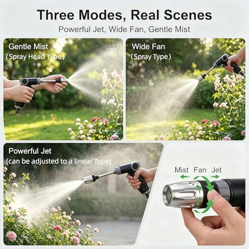 Jet Nozzle Pressure Washer-Turn Any Hose Into High-Pressure Water Cleaning Jet,Rotating Nozzle with 3 Spray Modes and Can Control The Flow of Water for Garden Hose,Patio, Car (Complete Set) - Image 2