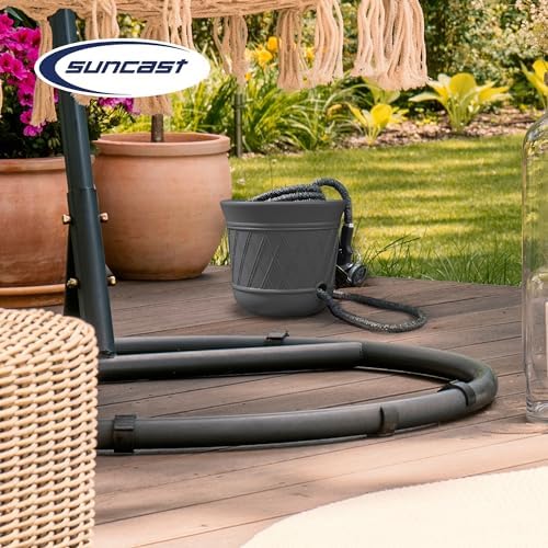 Suncast 2 Pack 14" x 12" Round Resin Decorative Weatherproof Outdoor Hideaway Standard Garden Hose Storage Pot with Drainage Holes, Gray - Image 6