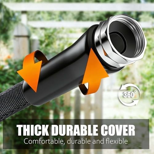 Relxitl Garden Hose 100feet, Water Hose with 10 Function Hose Nozzle, NON-Expandable Hose, Tough & Flexible, Lightweight, Crush Resistant Fittings, Kink & Tangle Free, Rust Proof for Watering - Image 5