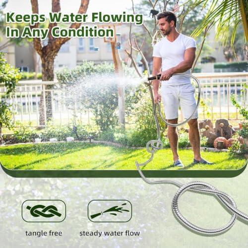 SPECILITE 100ft 304 Stainless Steel Garden Hose with Swivel Handle Nozzle - Image 5