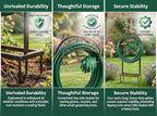 Garden Hose Holder Stand with Storage Basket, Heavy Duty Freestanding Water Hose Hanger Storage Rack with 4 Ground Spikes, Detachable Metal Hose Organizer for Outside Yard, Lawn, Farm, Bronze - Image 4