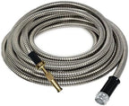 50' FT Metal Garden Hose 304 Stainless Steel 18 Gauge Super Light Weight With Solid Brass Fireman Twist Nozzle Sprayer by Unknown