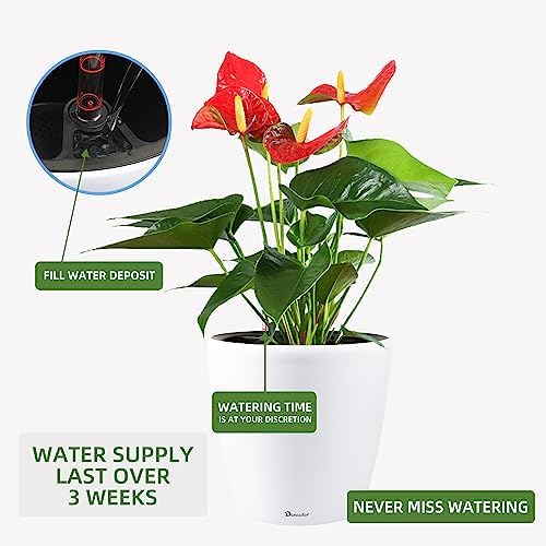 Dexceder 18x17 Self Watering Planter with Wheels (White Matte) - Image 5