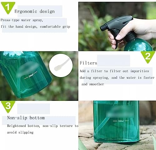 Watering Can Spray Bottle Plastic Green 500ML, Hand Held Pressure Plant Mister, Empty Water Sprayer Watering Can for Indoor and Outdoor Gardening and Home Cleaning Garden Watering Cans Indoor Watering - Image 3