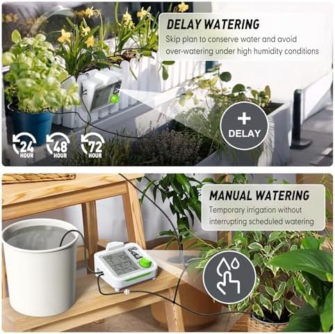 RAINPOINT Large Display Automatic Plant Waterer Indoor for Pot Plant,Cycle & Soak Mode Vacation Self Watering Drip Irrigation System Device Kit Herb Garden Greenhouse Grow Tent Water 10-15 Plants - Image 4