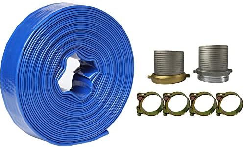 6" IN X 100' Feet Agricultural PVC Lay Flat Discharge Pump Hose Threaded Camlock by POWER+PRODUCTS