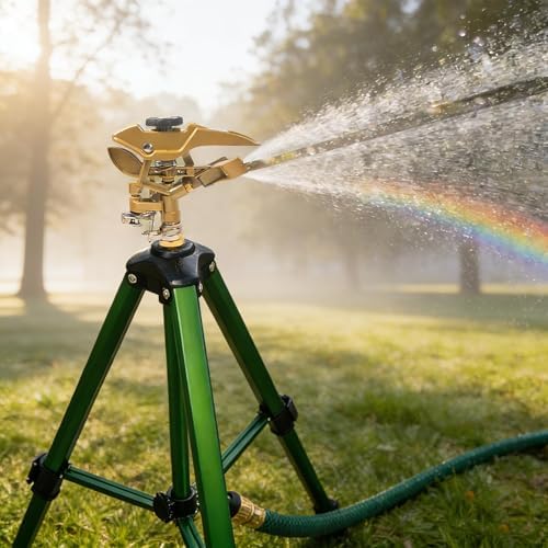 Hourleey 2 Pack Impact Sprinkler on Tripod, Rotating Water Sprinklers for Yard Lawn and Garden, Heavy Duty 360 Degree Irrigation Sprinkler with Zinc Head and 3/4" Connector for Outdoor - Image 7