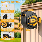 Retractable Garden Hose Reel:100 ft x 1/2 inch, Garden Hose Reel with 9-Pattern Nozzle, 180°Swivel Bracket Wall-Mounted, Automatic Rewind, Lock at Any Length, with Slow Return System - Image 7