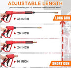 Brass Power Washer Gun and Hose Kit, Pressure Washer Gun with 50FT Washer Hose & 2 Extension Wands, 40" Adjustable Length with 3/8" Quick Connect, M22 Fitting, 5 Nozzle Tips,4350PSI - Image 2